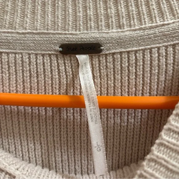 Free People Easy Street Tunic Sweater Oversized Slouchy Ribbed Beige Large - Picture 3 of 4